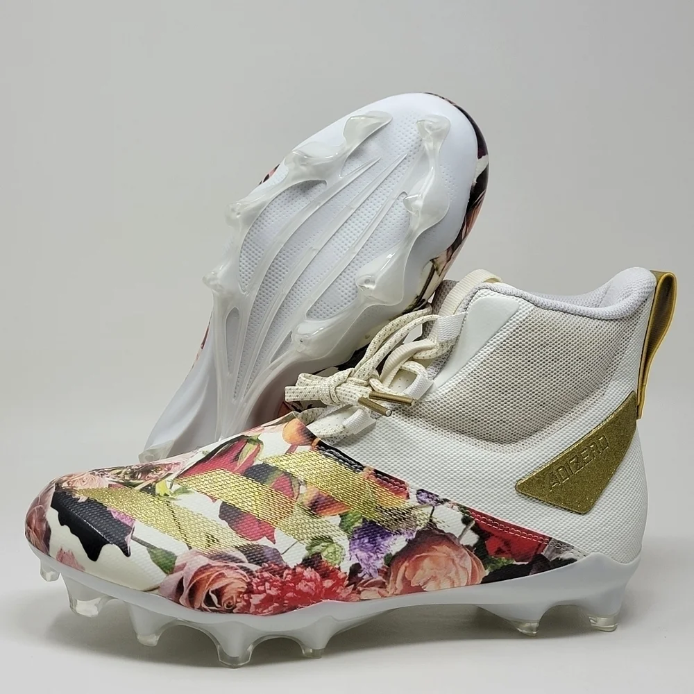 Adidas Adizero Chaos Football Cleats Off White/Gold/Floral Unisex Men 10/Wmns 11
